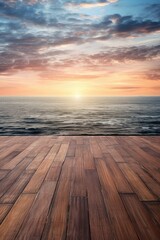 Fototapeta na wymiar wooden pier at sunset - generative ai