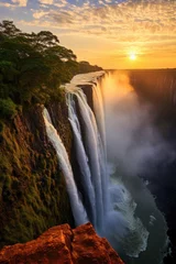 Stof per meter A breathtaking shot of the majestic waterfall © olegganko