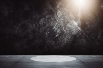 Universal background for a presentation with light shining on black stage in the middle, darker background