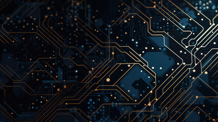 Modern Dark Blue Background with Circuitry