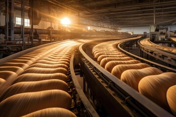Large Bread Production Factory: Industrial Baking Facility in Action