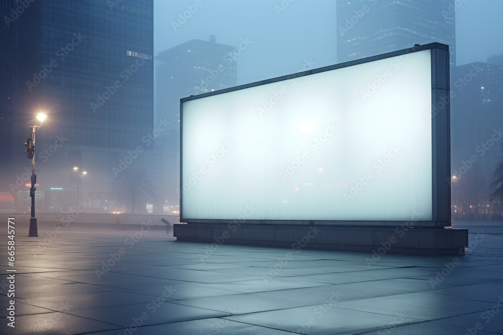Aufkleber Capture Attention with This Modern Blank Billboard Mockup on a Busy Urban Street, Ideal for Displaying Your Marketing Message at Night