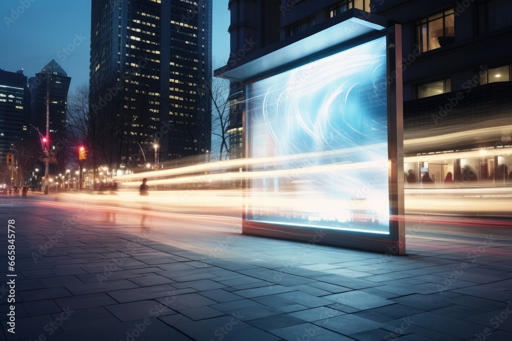 Poster capture attention with this modern blank billboard mockup on a busy urban street, ideal for displayi