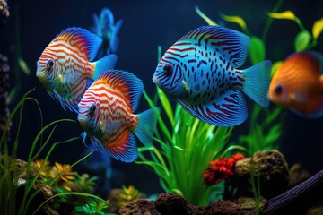 Fototapeta na wymiar Discus fish in aquarium