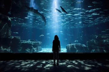 Crédence de cuisine en verre imprimé Dubai Explore the Beautiful Underwater World , Where a Diverse Array of Marine Life Thrives in a Captivating Underwater Tunnel