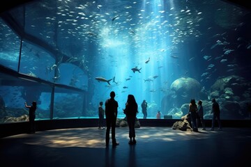 Explore the Beautiful Underwater World , Where a Diverse Array of Marine Life Thrives in a Captivating Underwater Tunnel - obrazy, fototapety, plakaty