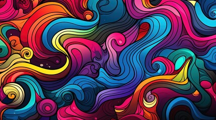an abstract colorful pattern with curls, swirls, and wavy lines. Fantasy concept , Illustration painting.