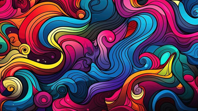 an abstract colorful pattern with curls, swirls, and wavy lines. Fantasy concept , Illustration painting.