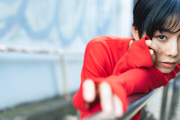 女性のファッションポートレート　ストリートスナップ