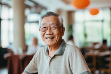 Obraz premium Portrait of smiling elderly man in a nursing home