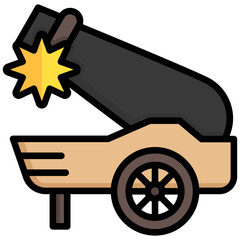 Cannon icon are typically used in a wide range of applications, including websites, apps, presentations, and documents related to military topics.