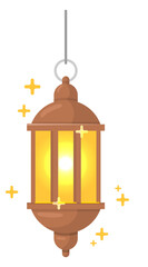 Eastern lantern icon. Yellow decorative traditional light