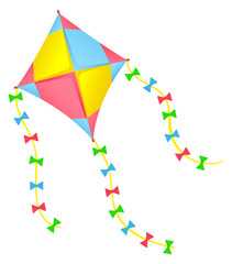 Color kite. Summer leisure toy. Freedom symbol