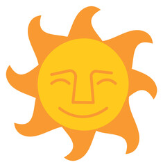 Happy sun with smiling face. Summer weather symbol