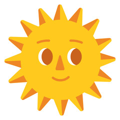 Cute summer sun. Yellow hot weather icon