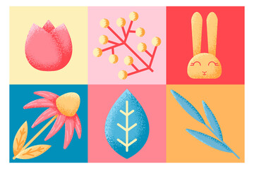 Trendy spring holiday banner. Easter desorative card