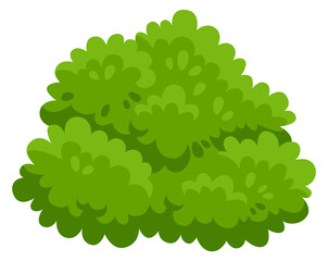 Green bush icon. Cartoon park plant foliage