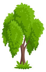 Cartoon tree. Green forest plant. Landscape element
