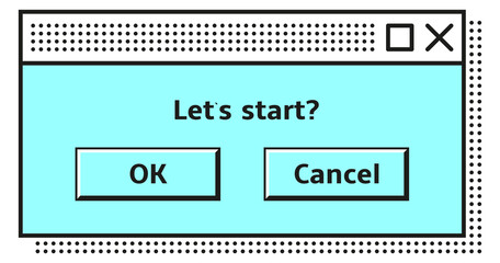 Retro computer interface window. Confirmation message template
