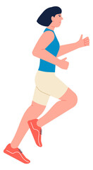 Fototapeta na wymiar Running woman side view. Athlete character training