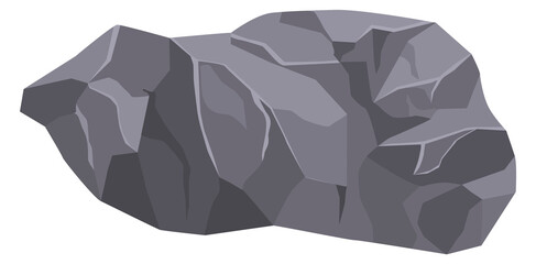 Gray gravel rock. Land ground element. Cartoon stone
