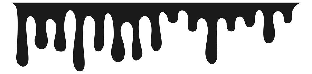 Ink dripping border. Horizontal black decorative element