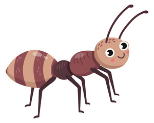 Happy ant mascot. Smiling baby insect character
