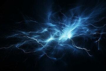 Dark blue electric discharge over a dark background, created using advanced techniques. Generative AI