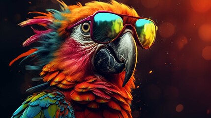 Beautiful and colored animals with glasses parrot