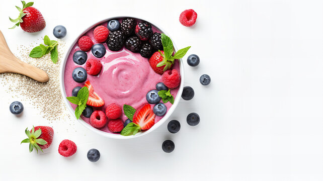 smootie bowl with a lot aof fresh berries, healthy food
