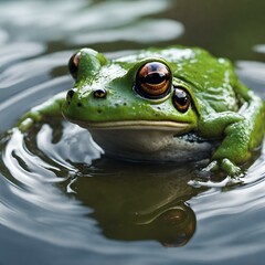 frog in the water
