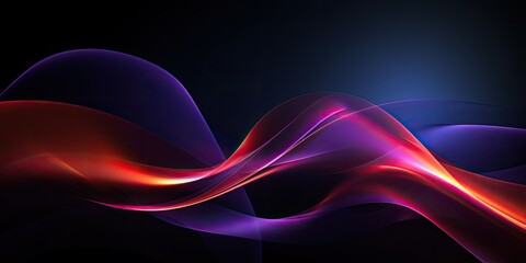 Glowing, colorful waves with dark background. Abstract wavy background.