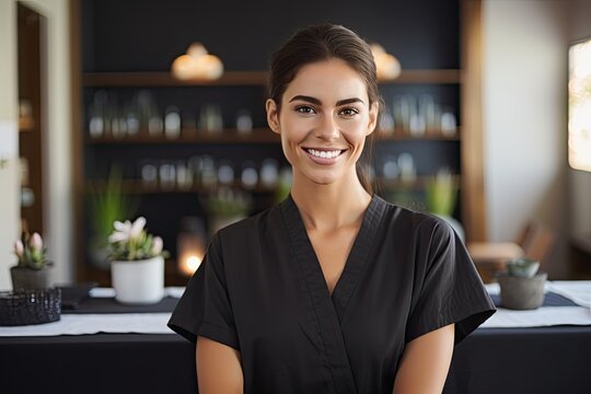 Portrait of a female masseuse at work.