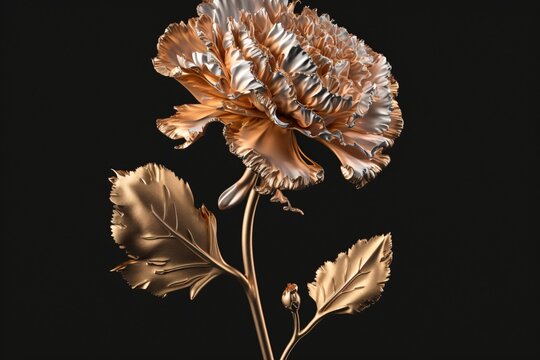 A flower made up of gold foil, isolated on a white background