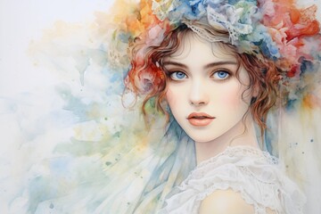 Fototapeta premium Painting of a young girl