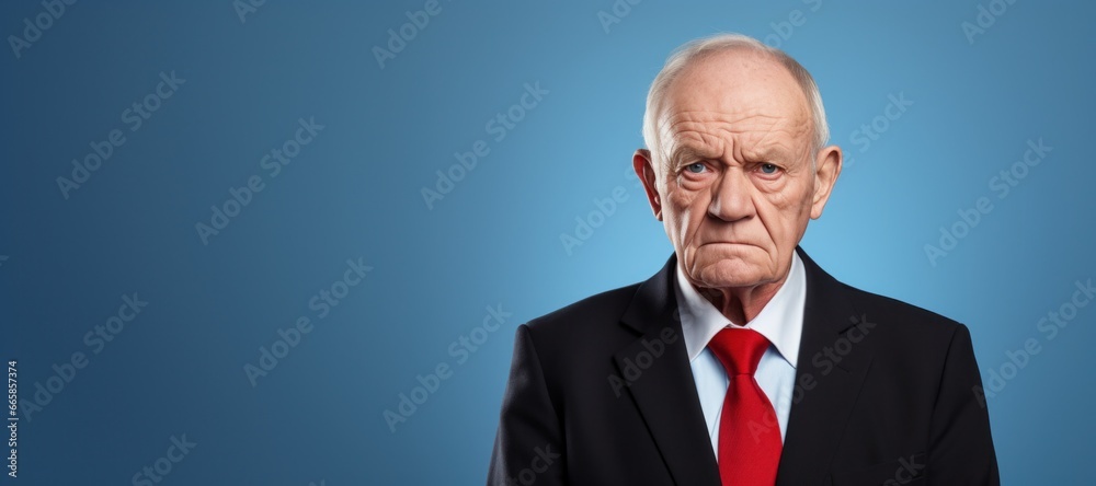 Poster Mature caucasian businessman serious face portrait