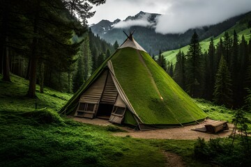camp in the mountains