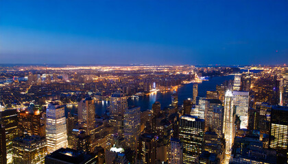 panoramic view on manhattan at night new york usa