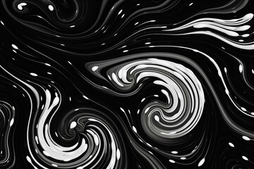 Abstract art wallpaper with black and white paint swirls and white particles. Generative AI