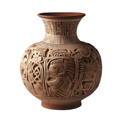 Pre-Columbian Rare Chorrera  Vessel Pottery Illustration Art With a Transparent Background Generative AI.