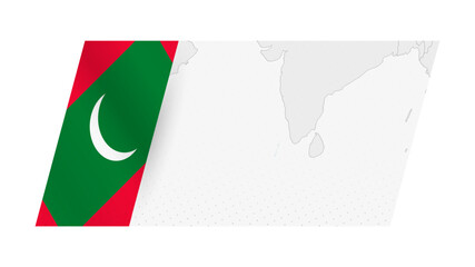 Maldives map in modern style with flag of Maldives on left side. - obrazy, fototapety, plakaty