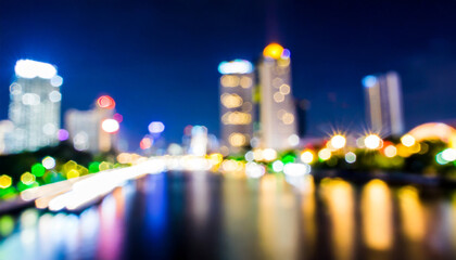 blurred bokeh light city night background bangkok thailand asia