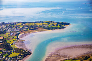 Morbihan from sky in french britanny,morbihan gulf, lorient, vannes quiberon and Groix island - Powered by Adobe