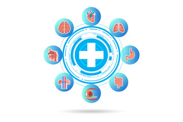 Telemedicine concept with medical elements