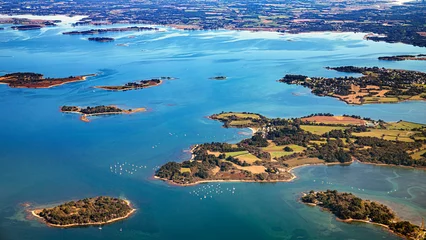 Tuinposter Morbihan from sky in french britanny,morbihan gulf, lorient, vannes quiberon and Groix island © Olivier