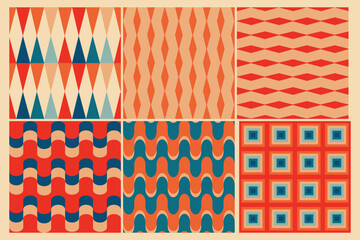Vintage retro seamless patterns in the style of the 50s and 60s