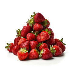 Pile of strawberries on white background, Food Photography