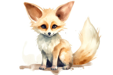 Fototapeta premium fennec fox in watercolor illustration