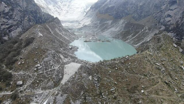 llaca valley of huaraz filmed by drone
