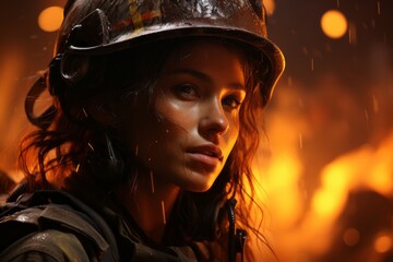 Female proffesional firefighter